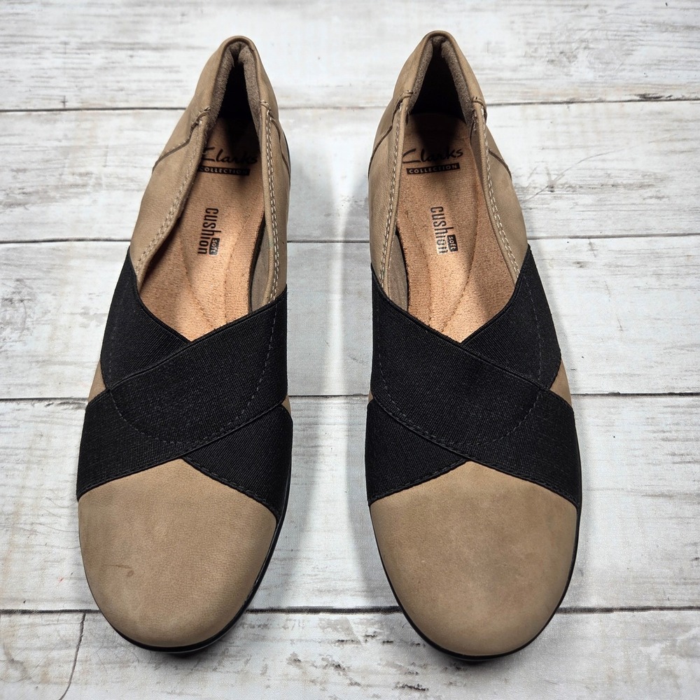 Clarks‎ Medora Jem Slip On Loafers Womens 7 Mushroom Tan Black